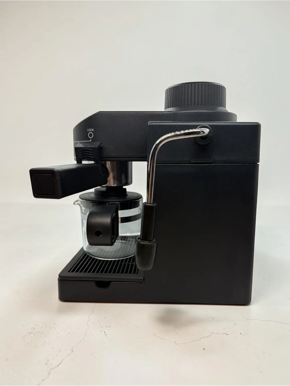 Black Espresso Machine with Glass Carafe
